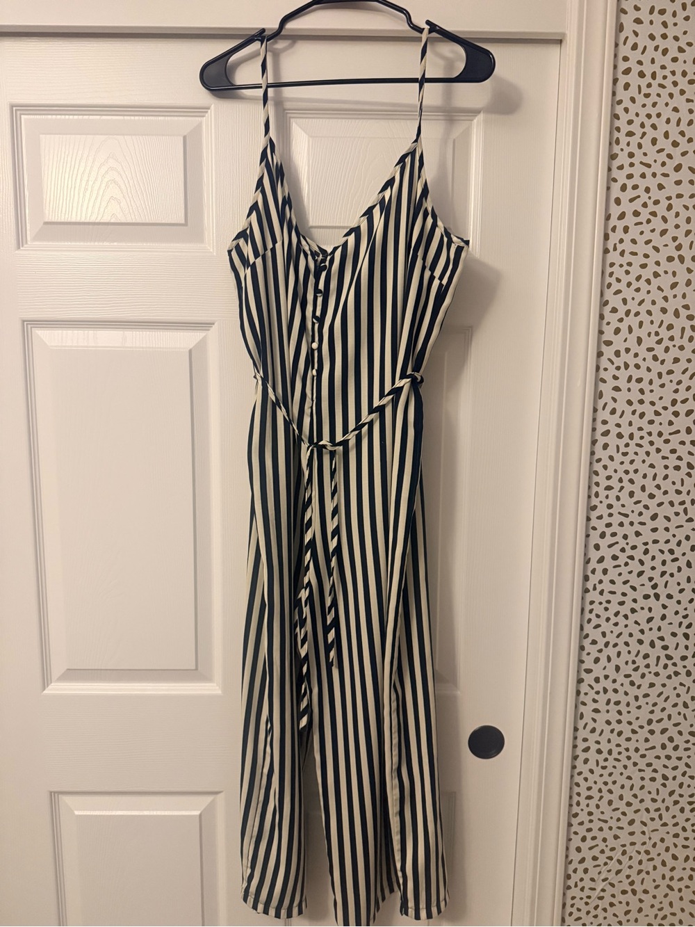 Striped Black and White Sleeveless Jumpsuit